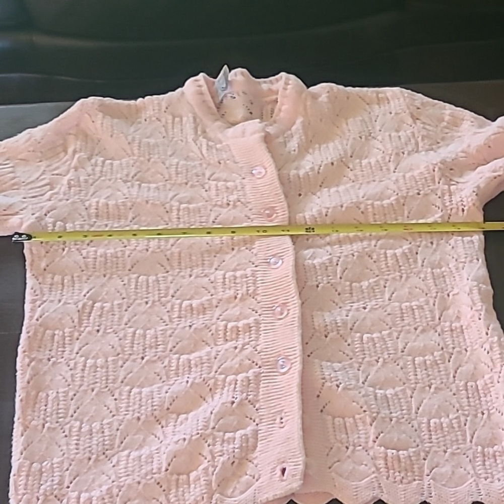 Wintuk "styled by Rose*. Vintage pink.Crochet knit cardigan made in USA. (#1244) - Picture 9 of 13